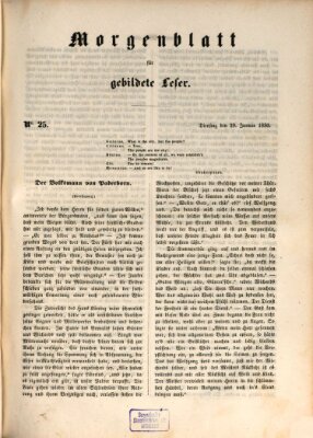 Morgenblatt für gebildete Leser (Morgenblatt für gebildete Stände) Dienstag 29. Januar 1850