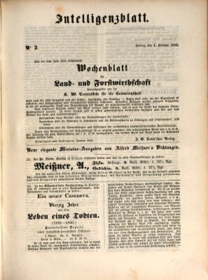 Morgenblatt für gebildete Leser (Morgenblatt für gebildete Stände) Freitag 1. Februar 1850