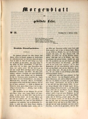 Morgenblatt für gebildete Leser (Morgenblatt für gebildete Stände) Dienstag 5. Februar 1850