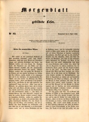 Morgenblatt für gebildete Leser (Morgenblatt für gebildete Stände) Samstag 6. April 1850