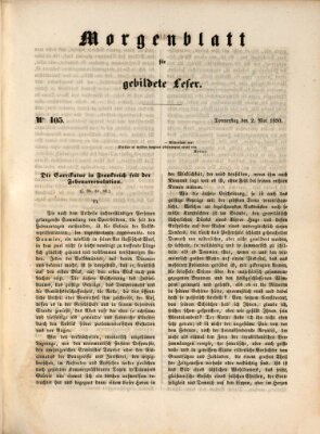 Morgenblatt für gebildete Leser (Morgenblatt für gebildete Stände) Donnerstag 2. Mai 1850