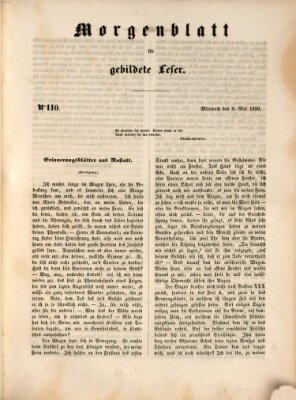 Morgenblatt für gebildete Leser (Morgenblatt für gebildete Stände) Mittwoch 8. Mai 1850