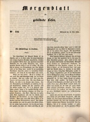 Morgenblatt für gebildete Leser (Morgenblatt für gebildete Stände) Mittwoch 15. Mai 1850