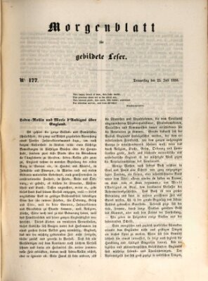 Morgenblatt für gebildete Leser (Morgenblatt für gebildete Stände) Donnerstag 25. Juli 1850