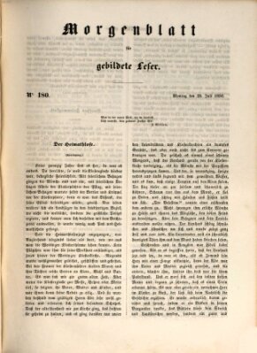 Morgenblatt für gebildete Leser (Morgenblatt für gebildete Stände) Montag 29. Juli 1850