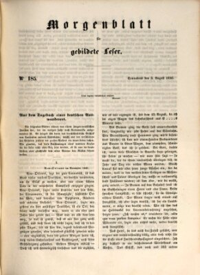 Morgenblatt für gebildete Leser (Morgenblatt für gebildete Stände) Samstag 3. August 1850