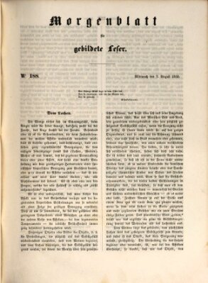 Morgenblatt für gebildete Leser (Morgenblatt für gebildete Stände) Mittwoch 7. August 1850