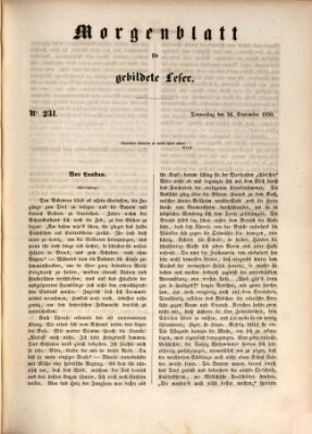 Morgenblatt für gebildete Leser (Morgenblatt für gebildete Stände) Donnerstag 26. September 1850