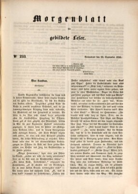 Morgenblatt für gebildete Leser (Morgenblatt für gebildete Stände) Samstag 28. September 1850