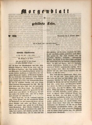 Morgenblatt für gebildete Leser (Morgenblatt für gebildete Stände) Samstag 5. Oktober 1850