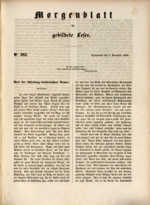 Morgenblatt für gebildete Leser (Morgenblatt für gebildete Stände) Samstag 2. November 1850