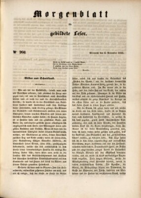 Morgenblatt für gebildete Leser (Morgenblatt für gebildete Stände) Mittwoch 6. November 1850