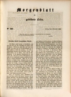 Morgenblatt für gebildete Leser (Morgenblatt für gebildete Stände) Freitag 8. November 1850