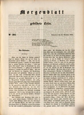 Morgenblatt für gebildete Leser (Morgenblatt für gebildete Stände) Samstag 23. November 1850