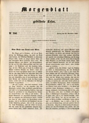 Morgenblatt für gebildete Leser (Morgenblatt für gebildete Stände) Freitag 29. November 1850