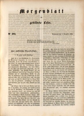 Morgenblatt für gebildete Leser (Morgenblatt für gebildete Stände) Samstag 7. Dezember 1850