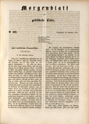 Morgenblatt für gebildete Leser (Morgenblatt für gebildete Stände) Samstag 14. Dezember 1850