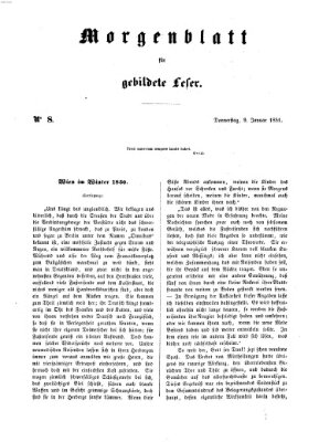 Morgenblatt für gebildete Leser (Morgenblatt für gebildete Stände) Donnerstag 9. Januar 1851