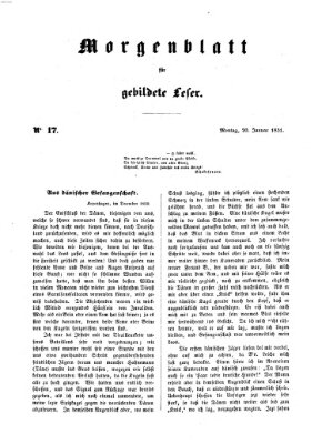 Morgenblatt für gebildete Leser (Morgenblatt für gebildete Stände) Montag 20. Januar 1851