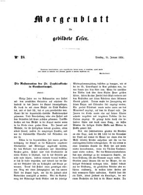 Morgenblatt für gebildete Leser (Morgenblatt für gebildete Stände) Dienstag 21. Januar 1851