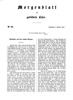 Morgenblatt für gebildete Leser (Morgenblatt für gebildete Stände) Samstag 1. Februar 1851