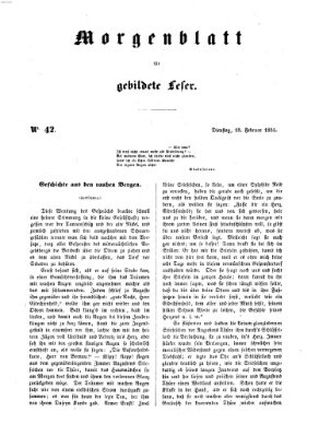 Morgenblatt für gebildete Leser (Morgenblatt für gebildete Stände) Dienstag 18. Februar 1851