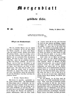 Morgenblatt für gebildete Leser (Morgenblatt für gebildete Stände) Dienstag 25. Februar 1851