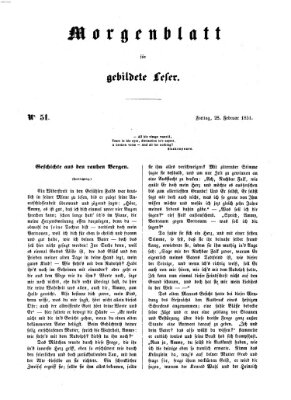 Morgenblatt für gebildete Leser (Morgenblatt für gebildete Stände) Freitag 28. Februar 1851