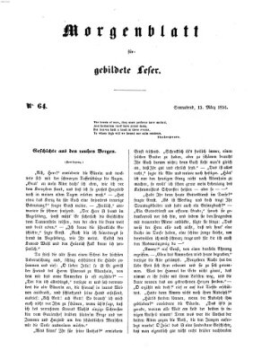 Morgenblatt für gebildete Leser (Morgenblatt für gebildete Stände) Samstag 15. März 1851