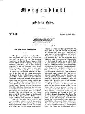 Morgenblatt für gebildete Leser (Morgenblatt für gebildete Stände) Freitag 20. Juni 1851