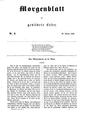 Morgenblatt für gebildete Leser (Morgenblatt für gebildete Stände) Sonntag 23. Januar 1853