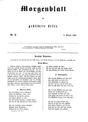 Morgenblatt für gebildete Leser (Morgenblatt für gebildete Stände) Sonntag 6. Februar 1853