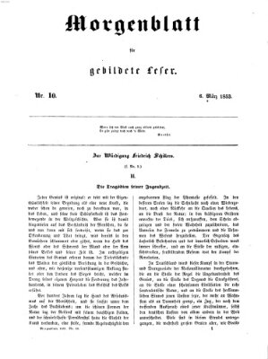 Morgenblatt für gebildete Leser (Morgenblatt für gebildete Stände) Sonntag 6. März 1853