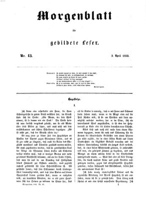 Morgenblatt für gebildete Leser (Morgenblatt für gebildete Stände) Sonntag 27. März 1853