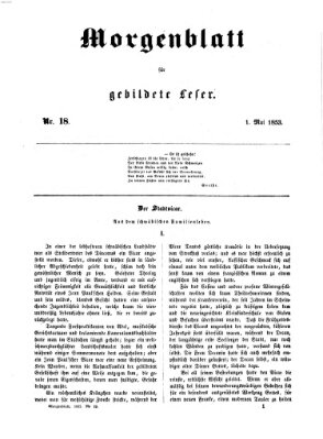 Morgenblatt für gebildete Leser (Morgenblatt für gebildete Stände) Sonntag 1. Mai 1853