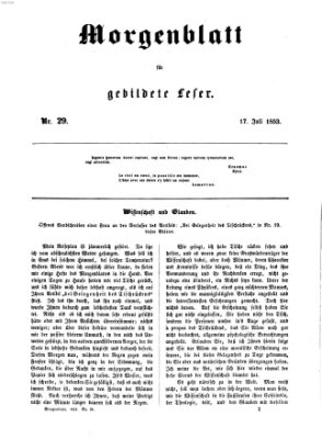 Morgenblatt für gebildete Leser (Morgenblatt für gebildete Stände) Sonntag 17. Juli 1853