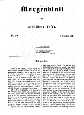 Morgenblatt für gebildete Leser (Morgenblatt für gebildete Stände) Sonntag 4. Dezember 1853