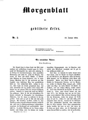 Morgenblatt für gebildete Leser (Morgenblatt für gebildete Stände) Sonntag 15. Januar 1854