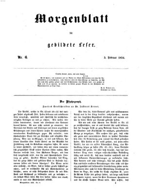 Morgenblatt für gebildete Leser (Morgenblatt für gebildete Stände) Sonntag 5. Februar 1854