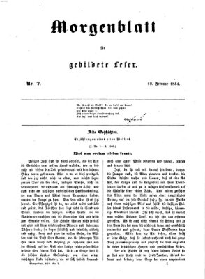 Morgenblatt für gebildete Leser (Morgenblatt für gebildete Stände) Sonntag 12. Februar 1854