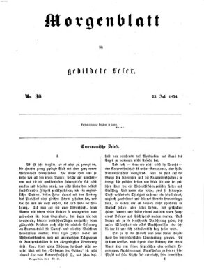 Morgenblatt für gebildete Leser (Morgenblatt für gebildete Stände) Sonntag 23. Juli 1854