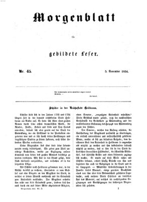 Morgenblatt für gebildete Leser (Morgenblatt für gebildete Stände) Sonntag 5. November 1854