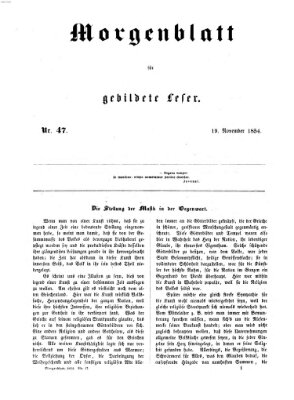 Morgenblatt für gebildete Leser (Morgenblatt für gebildete Stände) Sonntag 19. November 1854