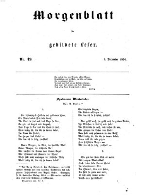 Morgenblatt für gebildete Leser (Morgenblatt für gebildete Stände) Sonntag 3. Dezember 1854