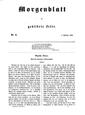 Morgenblatt für gebildete Leser (Morgenblatt für gebildete Stände) Sonntag 4. Februar 1855