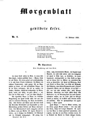 Morgenblatt für gebildete Leser (Morgenblatt für gebildete Stände) Sonntag 18. Februar 1855