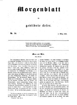 Morgenblatt für gebildete Leser (Morgenblatt für gebildete Stände) Sonntag 4. März 1855