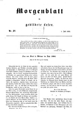 Morgenblatt für gebildete Leser (Morgenblatt für gebildete Stände) Sonntag 1. Juli 1855