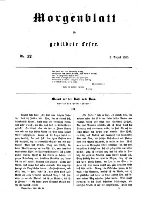 Morgenblatt für gebildete Leser (Morgenblatt für gebildete Stände) Sonntag 5. August 1855