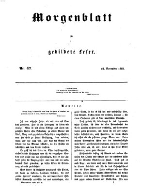 Morgenblatt für gebildete Leser (Morgenblatt für gebildete Stände) Sonntag 18. November 1855